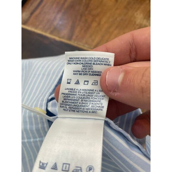 Lands' End Women's Blue White 3/4 Sleeve Slub Notch Neck Blouse Top Size 3X - Picture 6 of 8